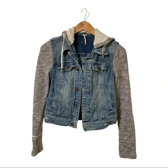 Free people Jean sweatshirt jacket size extra small - Picture 1 of 6